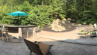 41-Complete backyard renovation with kitchen, waterfall, gas firepit, planting, landscape lighting, drainage and stairs. All walls and steps capped with custom cut bluestone (16)