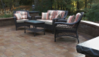42-two tiered patio Unilock Brussels paver and block with series 3000 inlay (6)