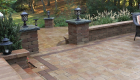 45-two tiered patio Unilock Brussels paver and block with series 3000 inlay (9)